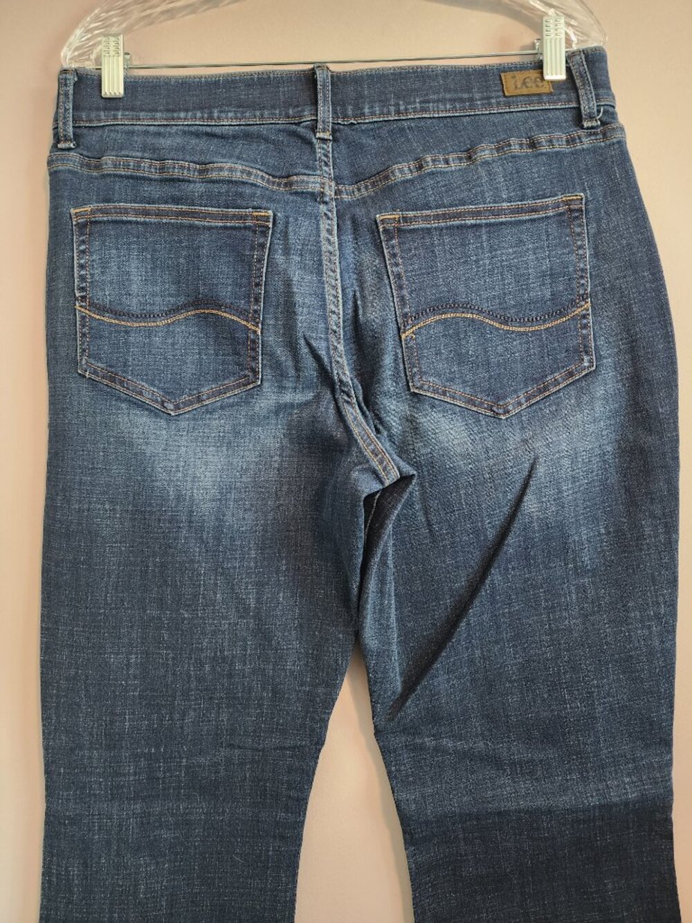 2/$30 Lee Flex Motion Mid Rise Bootcut Blue Jeans Size 14 Long - Picture 8 of 13